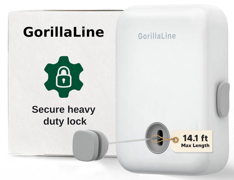 GorillaLine - Retractable Clothesline Indoor Outdoor Clothes Line | Heavy Duty Clothes Drying Laundry Line | Wall Mounted Drying Rack Clothing Line - Image 1